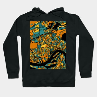 Rotterdam Map Pattern in Orange & Teal Hoodie